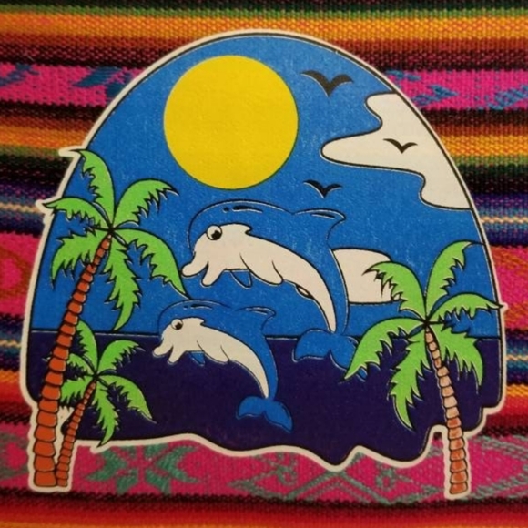 PUERTO RICO COLORFUL WOVEN PURSE WESTERN DOLPHIN PALM TREES MEXICAN PIANO PINK - Picture 2 of 7